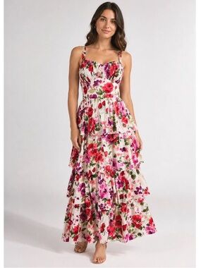 Abercrombie & Fitch NWT Floral Tiered Maxi Dress Cross Tie Back